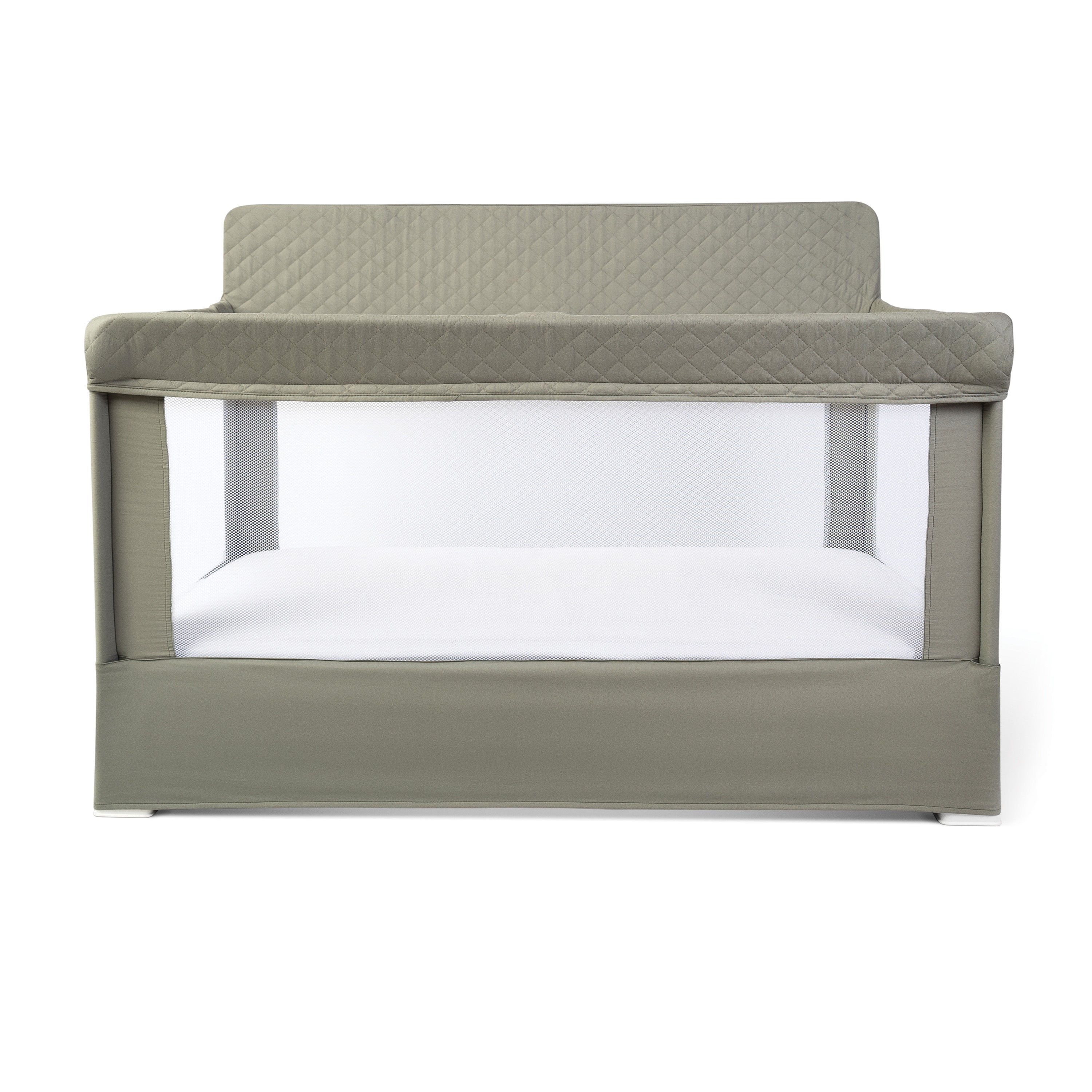 Lunaire Full Size Mesh Crib and Playard - Quilted Organic Sage - Baby Delight