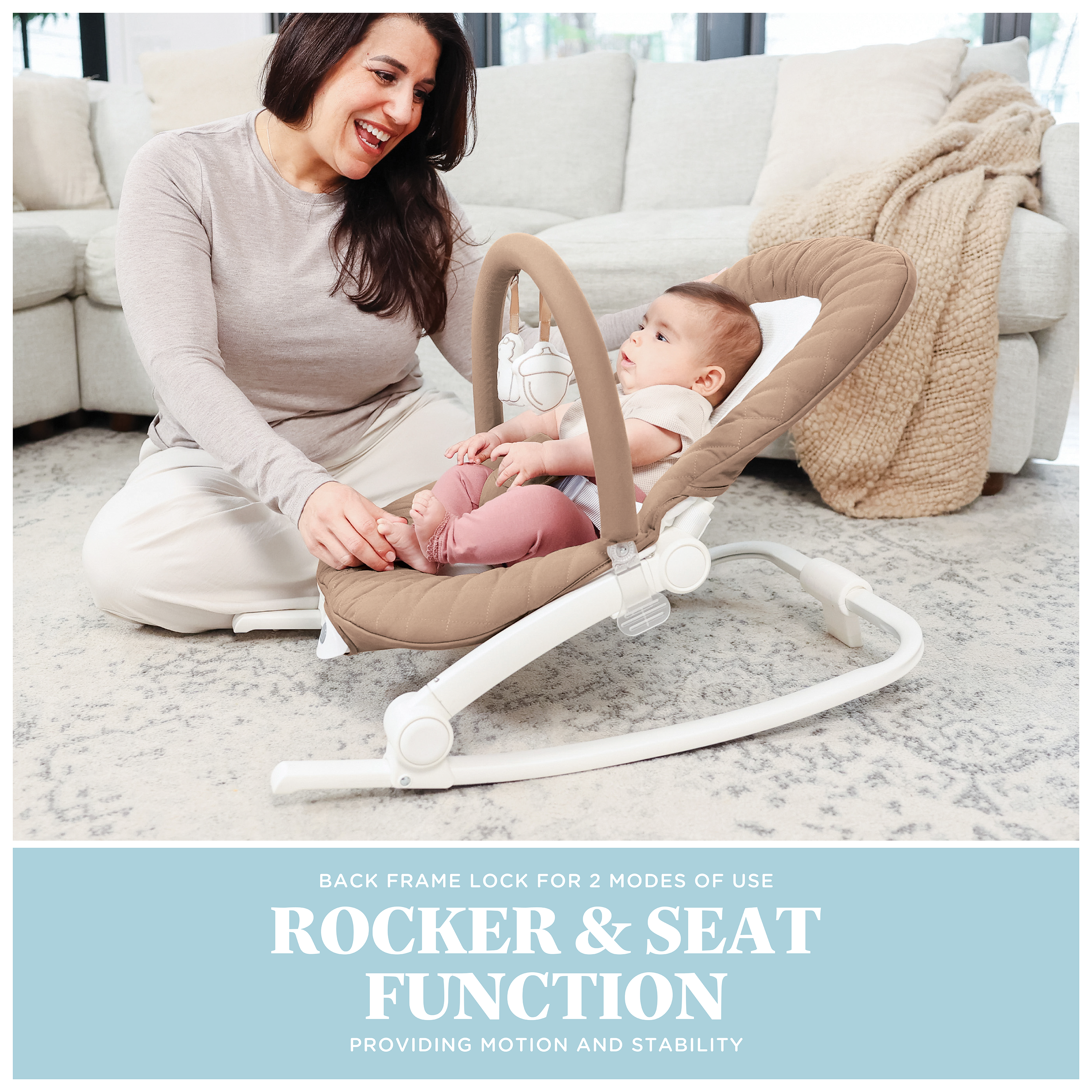 Aura Deluxe Portable Rocker & Seat | Organic Sage - Baby Delight
