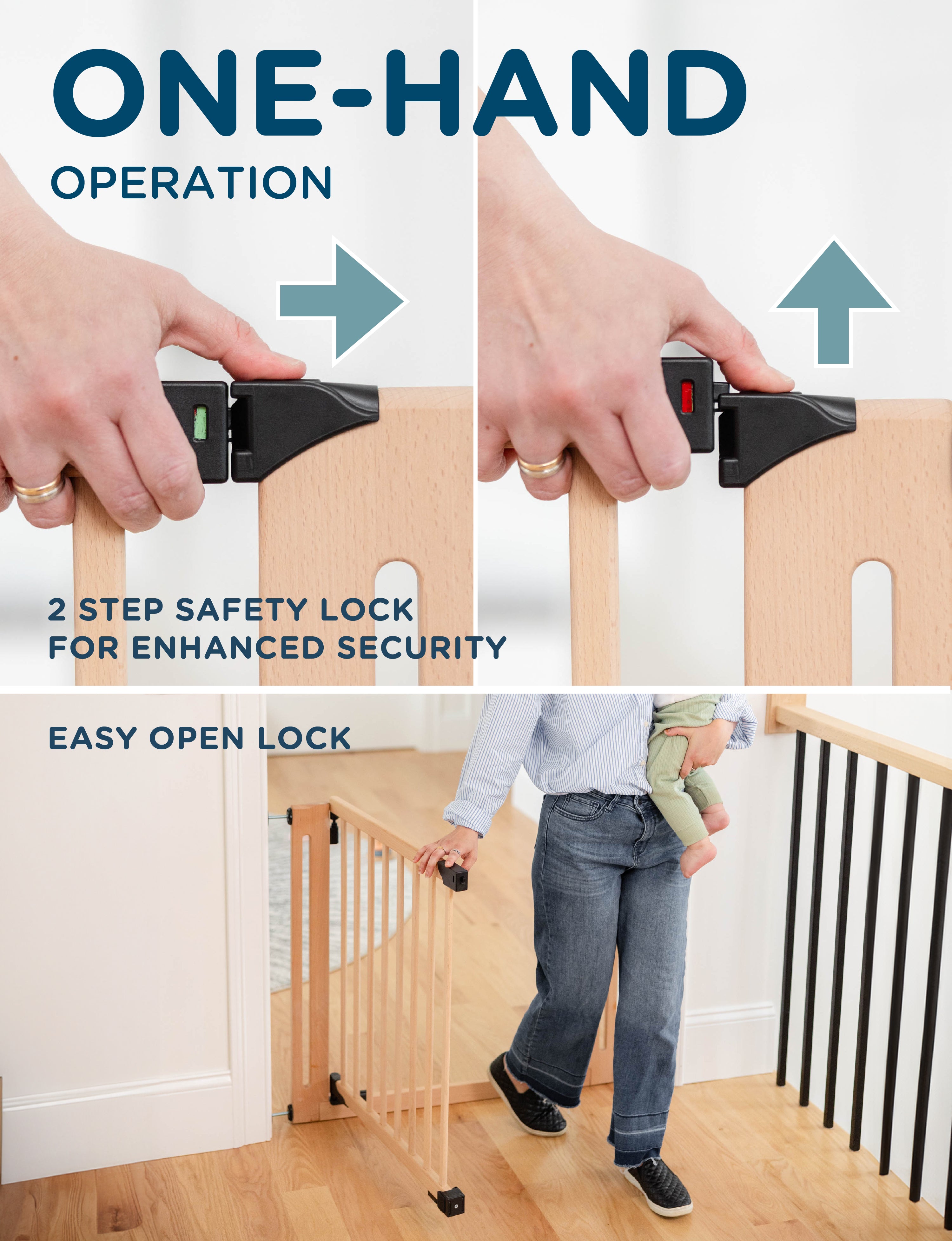 SizeWise™ Wood Pressure Mounted Gate - Baby Delight