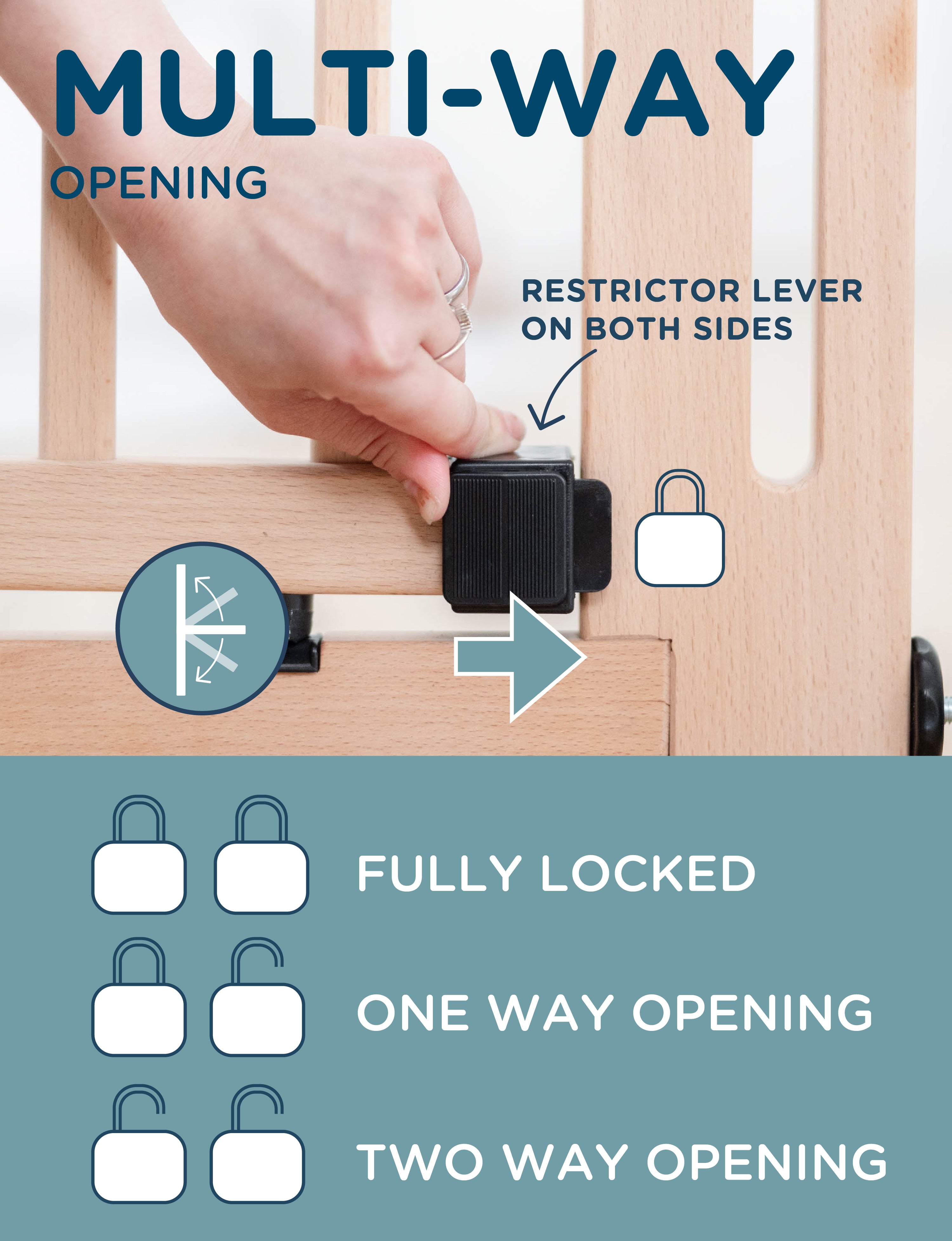 SizeWise™ Wood Pressure Mounted Gate - Baby Delight
