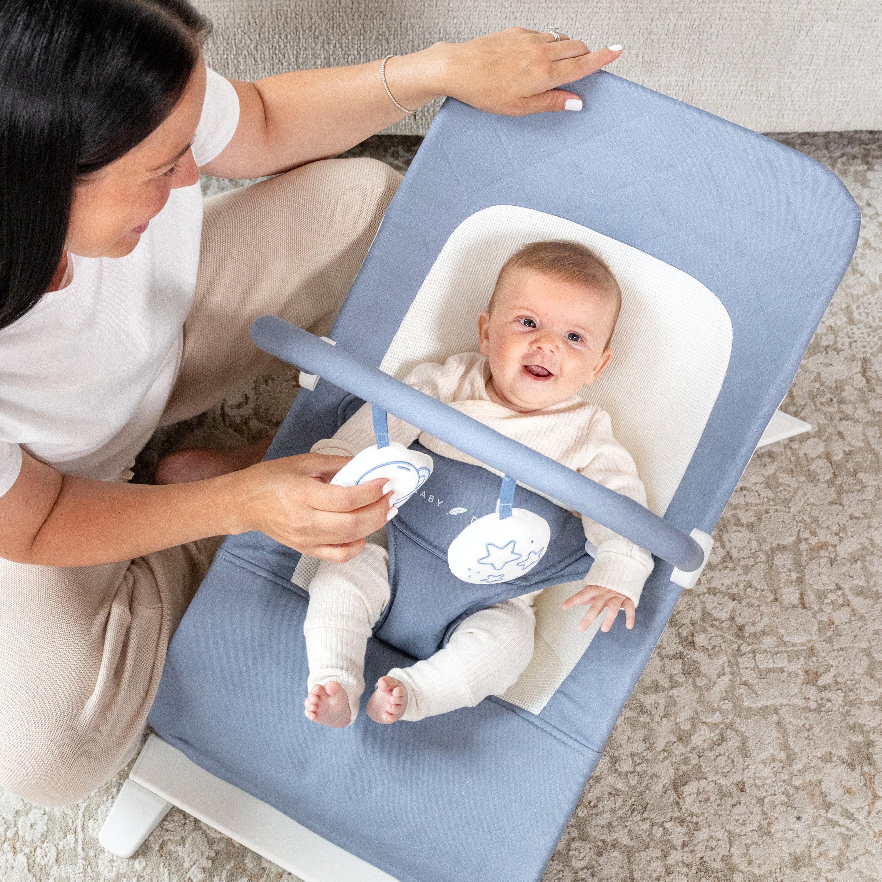Alpine Organic Deluxe Portable Bouncer - Organic Dusty Blue