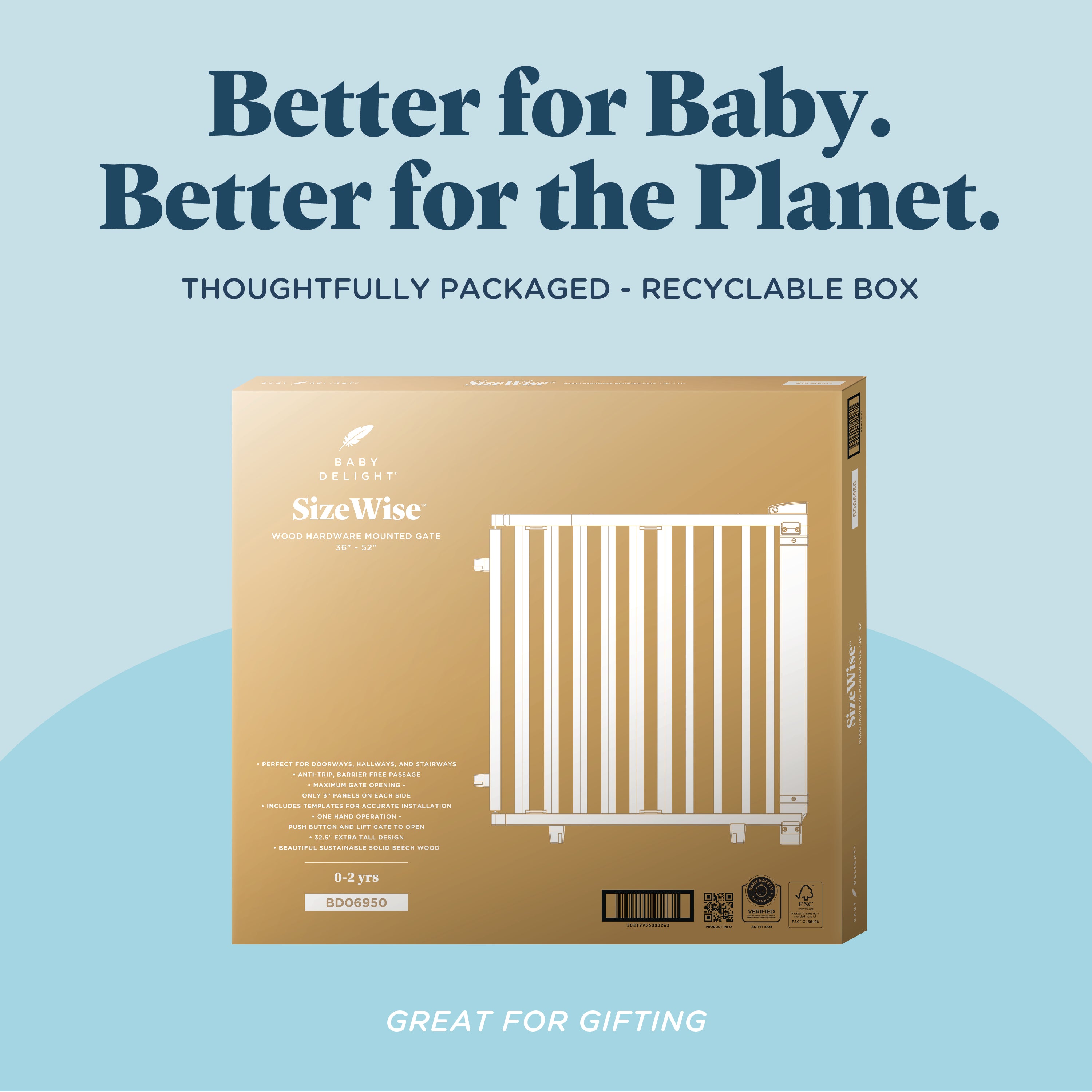 SizeWise™ Hardware Mounted Gate - Baby Delight