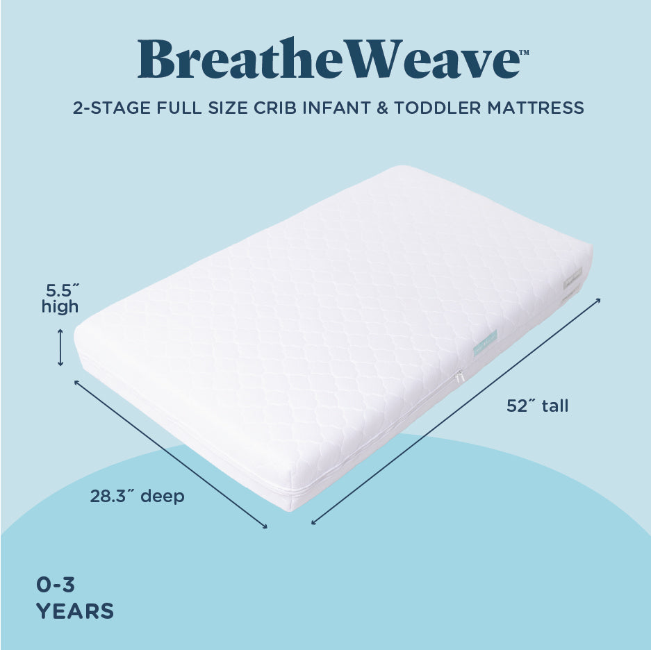 Breathable 2-Stage Full Size Crib Mattress | BreatheWeave