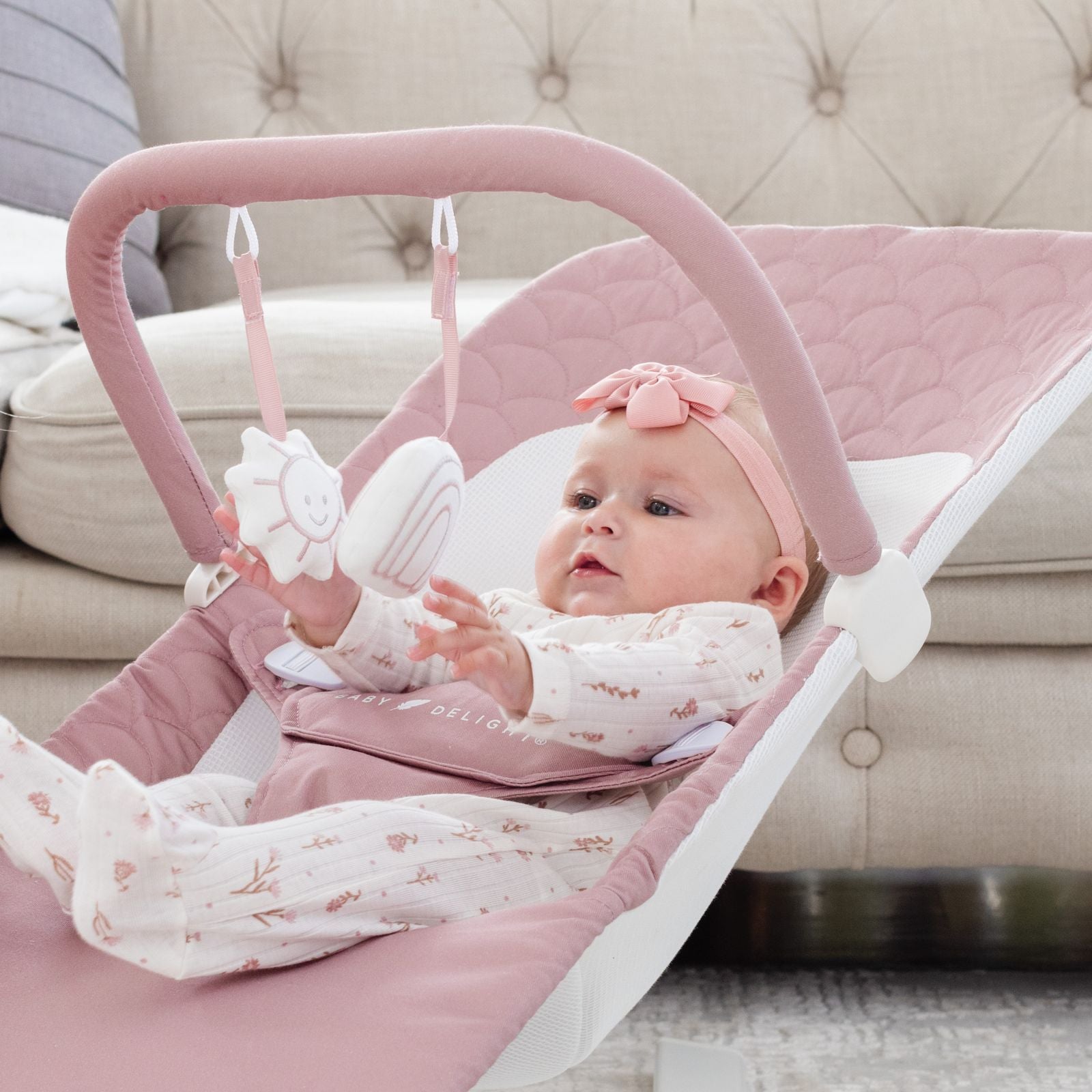 Alpine Organic Deluxe Portable Bouncer - Organic Rose