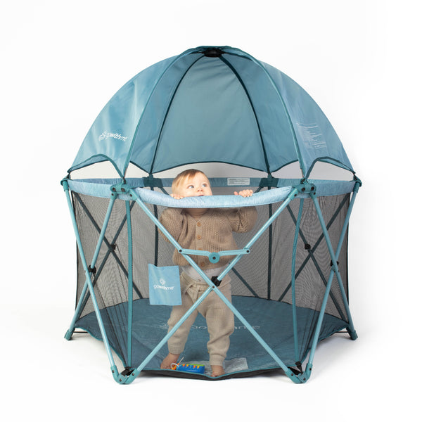 Go With Me® Eclipse Deluxe Portable Playard with Canopy - Blue Wave