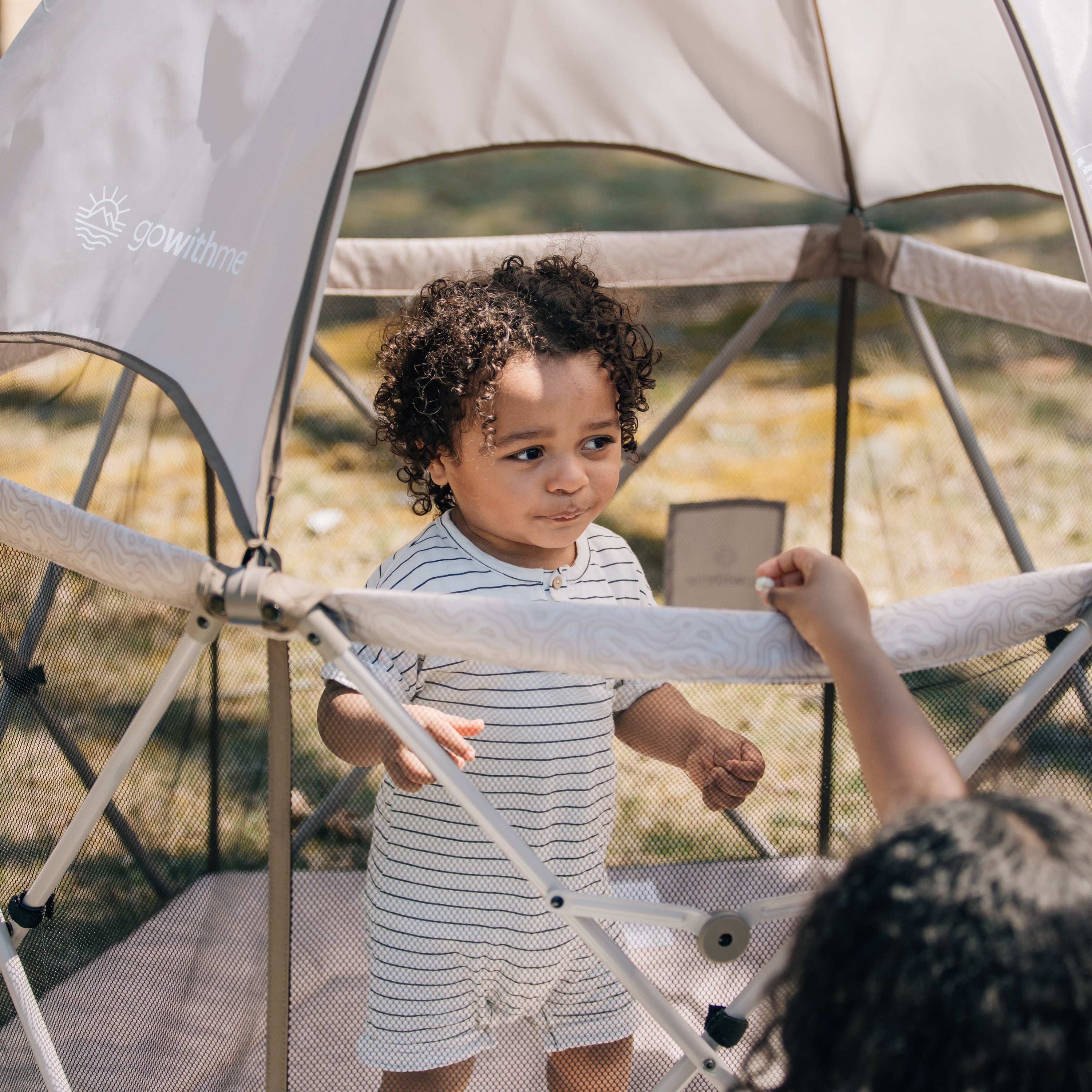 LIMITED EDITION- Go With Me® Eclipse Deluxe Portable Playard with Canopy - Sandstone - Baby Delight