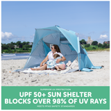 Go With Me Luxe Sun Shelter Half Tent - Aqua - Baby Delight