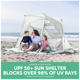 Go With Me Luxe Sun Shelter Half Tent - Silver White - Baby Delight
