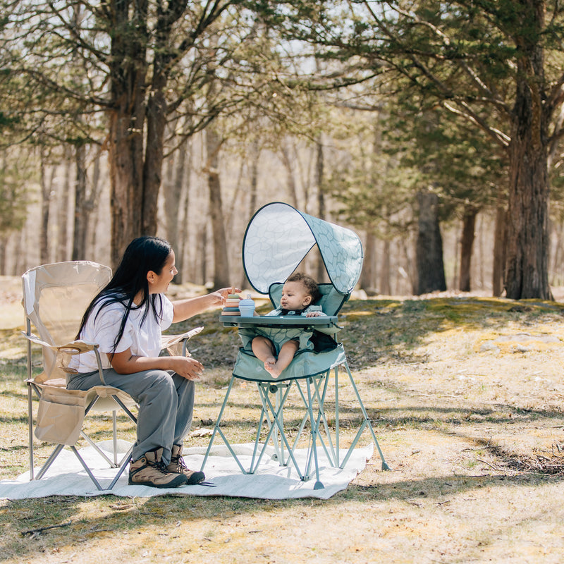 LIMITED EDITION-Go With Me® Uplift Deluxe Portable High Chair with Canopy - Garden Green - Baby Delight