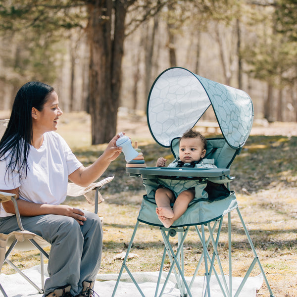 LIMITED EDITION-Go With Me® Uplift Deluxe Portable High Chair with Canopy - Garden Green - Baby Delight
