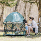 LIMITED EDITION- Go With Me® Eclipse Deluxe Portable Playard with Canopy - Garden Green - Baby Delight