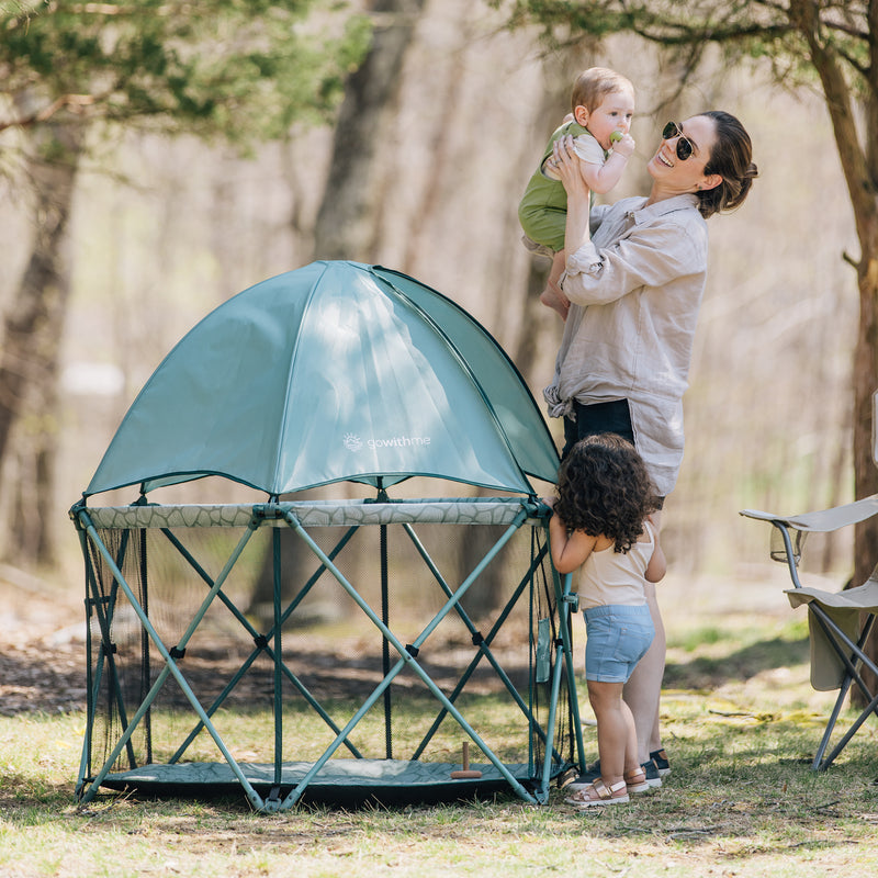 LIMITED EDITION- Go With Me® Eclipse Deluxe Portable Playard with Canopy - Garden Green - Baby Delight