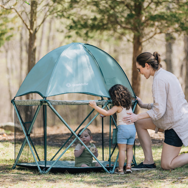 LIMITED EDITION- Go With Me® Eclipse Deluxe Portable Playard with Canopy - Garden Green - Baby Delight