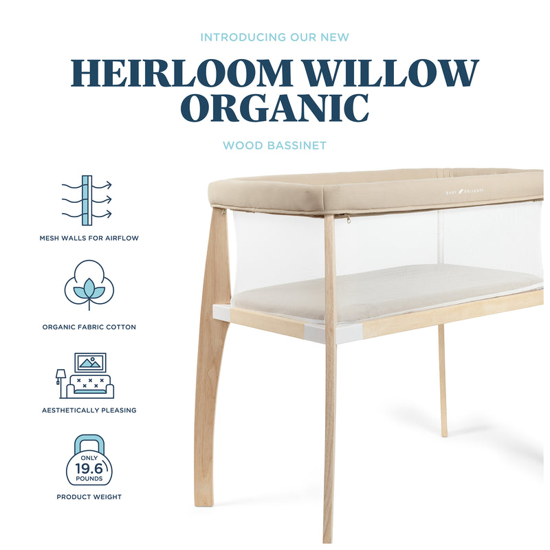 Heirloom Willow Wooden Bassinet - Organic Oat - Baby Delight