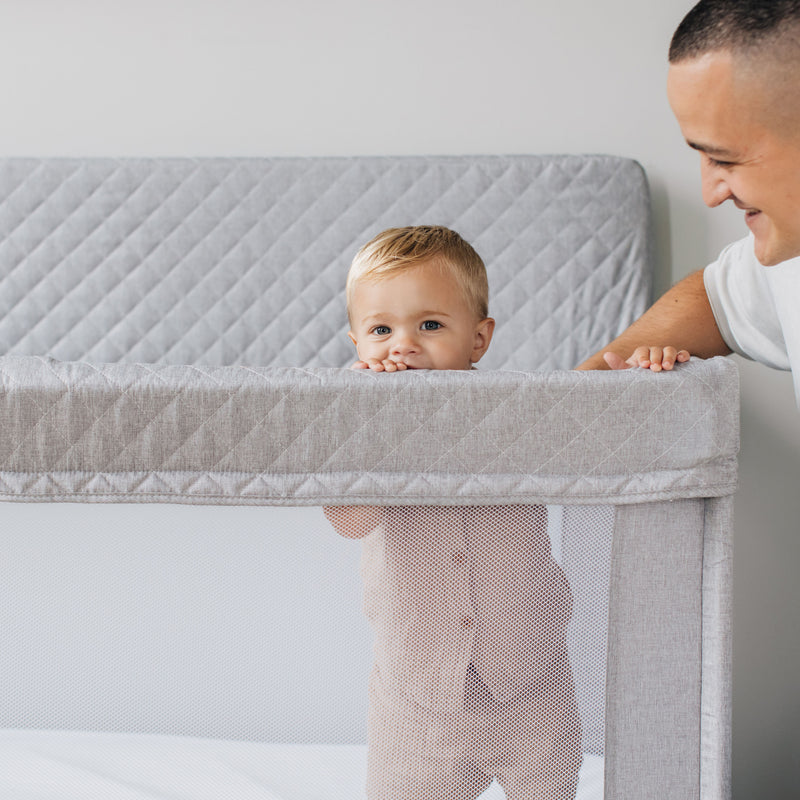 Horizon Full Size Mesh Crib-Quilted Pebble Grey - Baby Delight