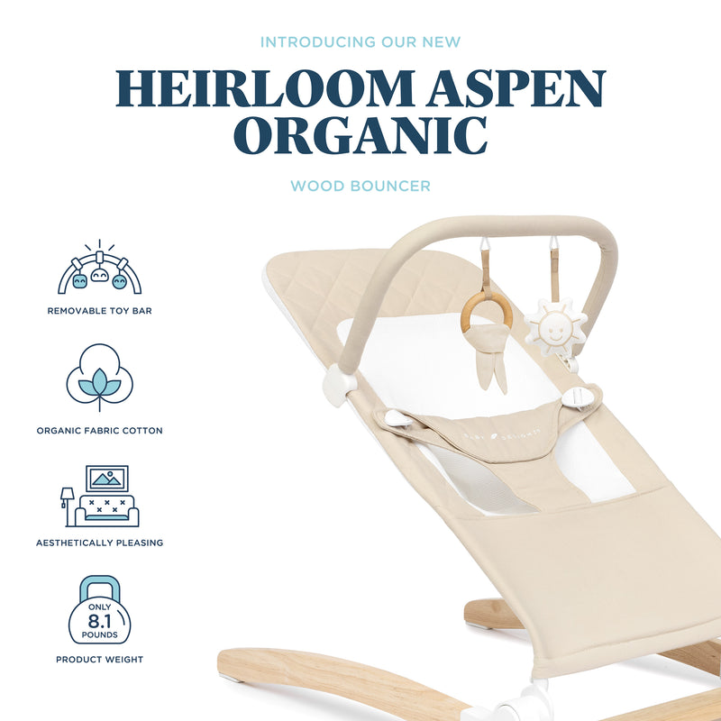 Heirloom Aspen Wood Bouncer - Organic Oat - Baby Delight
