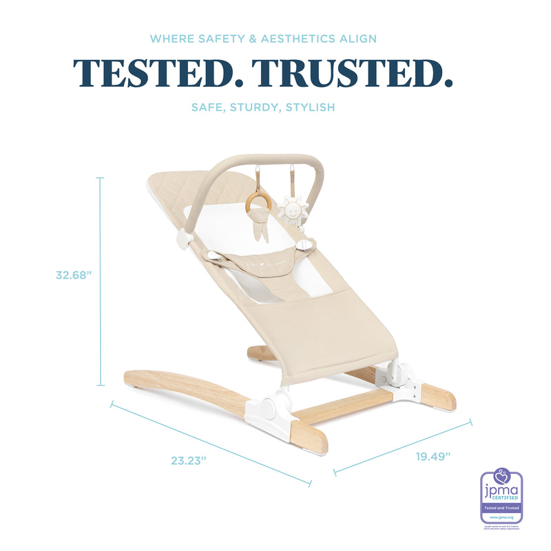 Heirloom Aspen Wood Bouncer - Organic Oat - Baby Delight