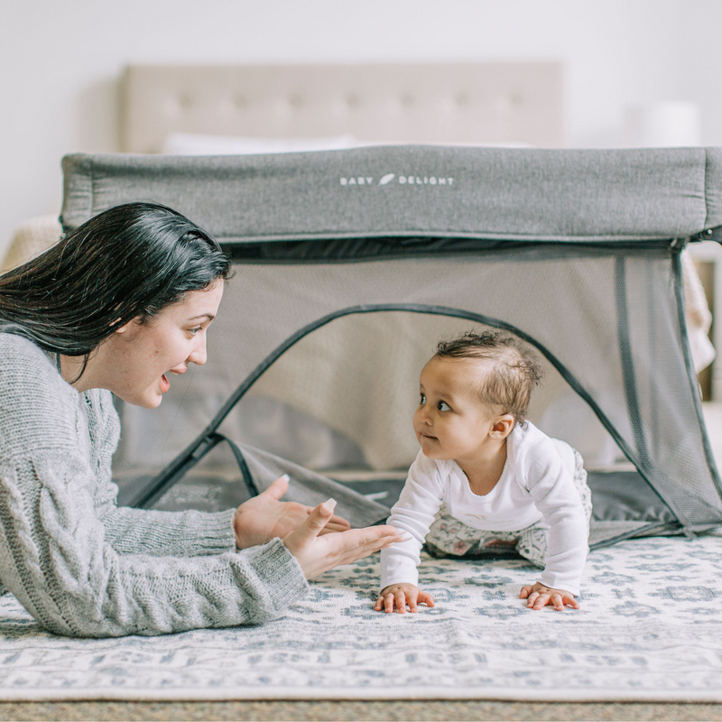 Nod Deluxe Portable Travel Crib - Charcoal Tweed - Baby Delight