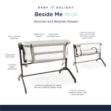 Beside Me™ Wink Bassinet & Bedside Sleeper - Pebble Grey - Baby Delight