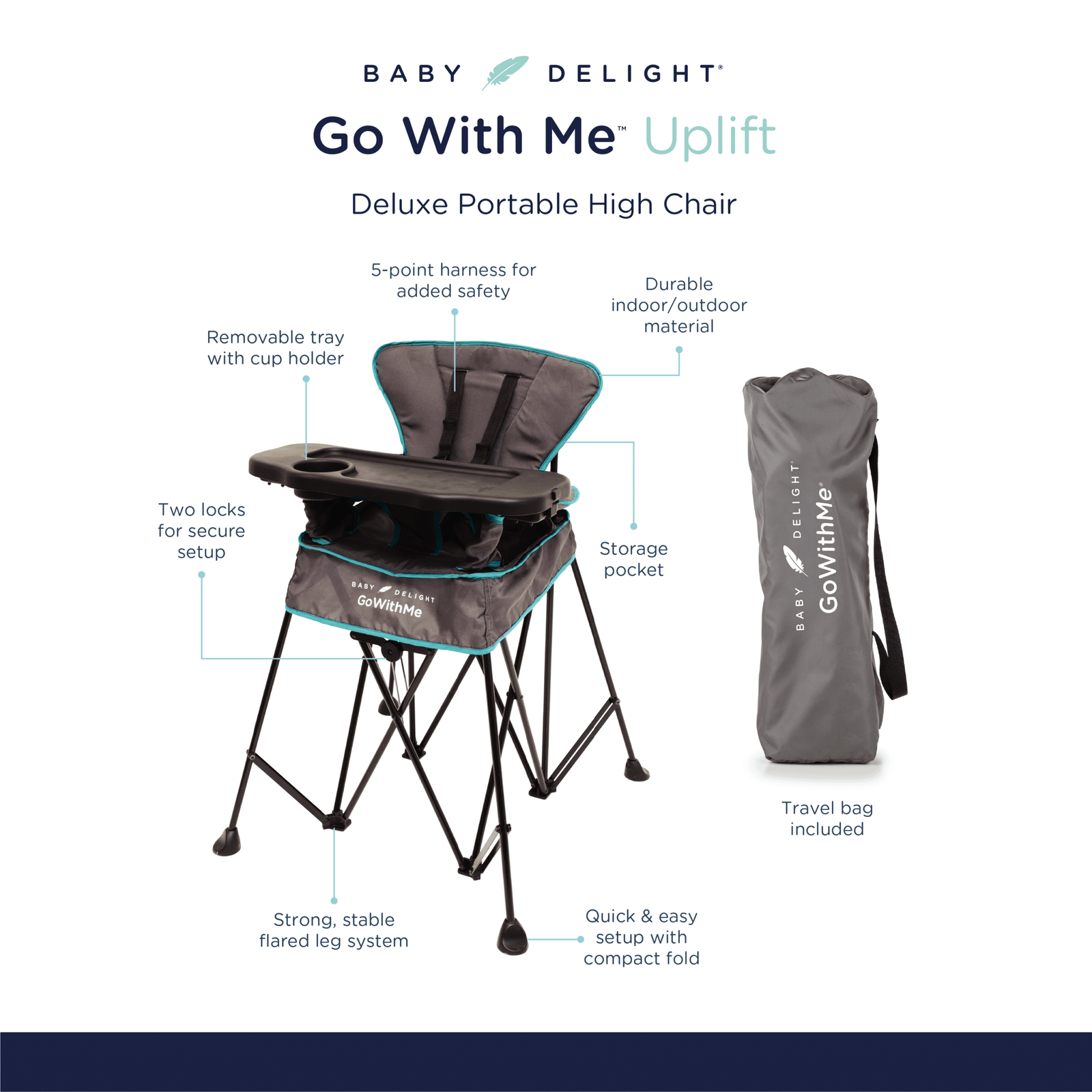 Go With Me® Uplift Deluxe Portable High Chair – Baby Delight