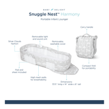 Snuggle Nest™ Harmony Portable Infant Lounger - Silver Clouds - Baby Delight
