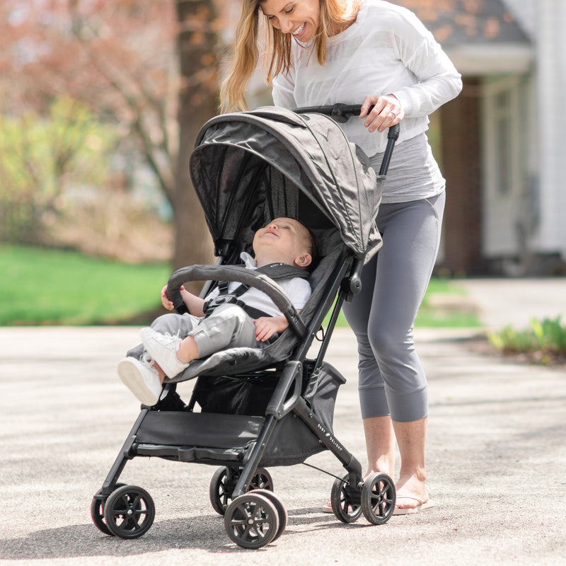 Dart Ultra Compact Folding Stroller- Charcoal Tweed - Baby Delight