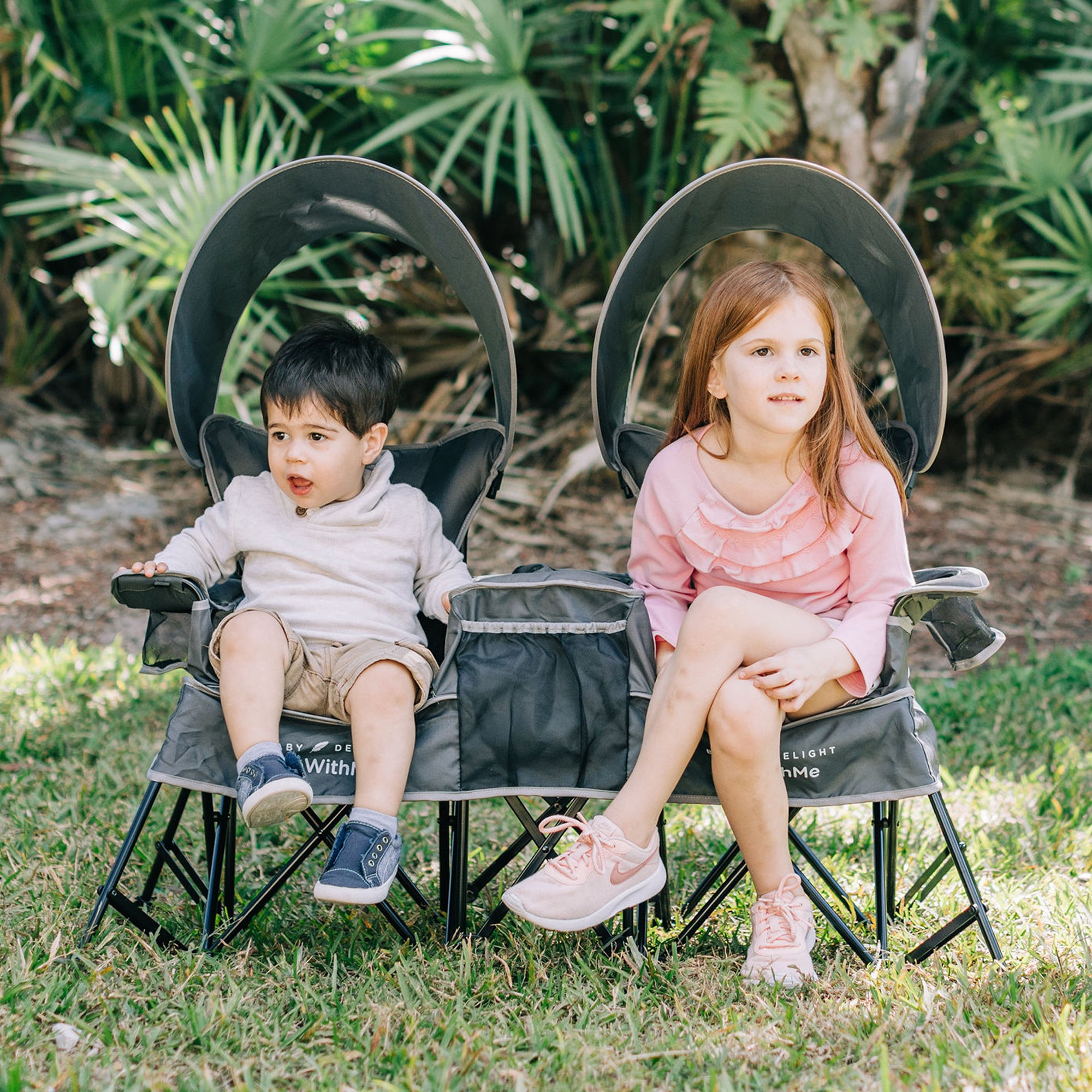 Go With Me™ Duo Deluxe Portable Double Chair - Grey - Baby Delight