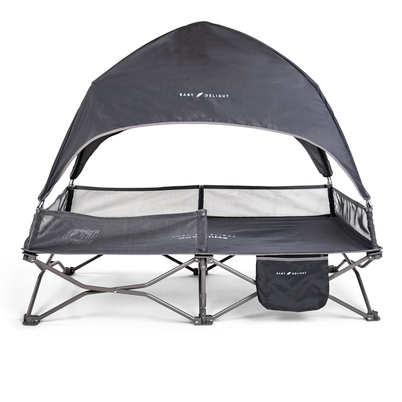 Go With Me™ Bungalow Deluxe Portable Travel Cot - Teal & Grey - Baby Delight