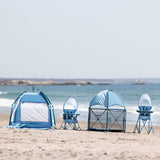 LIMITED EDITION-Go With Me® Uplift Deluxe Portable High Chair with Canopy- Blue Wave - Baby Delight