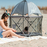LIMITED EDITION- Go With Me® Eclipse Deluxe Portable Playard with Canopy - Elephant Grey - Baby Delight