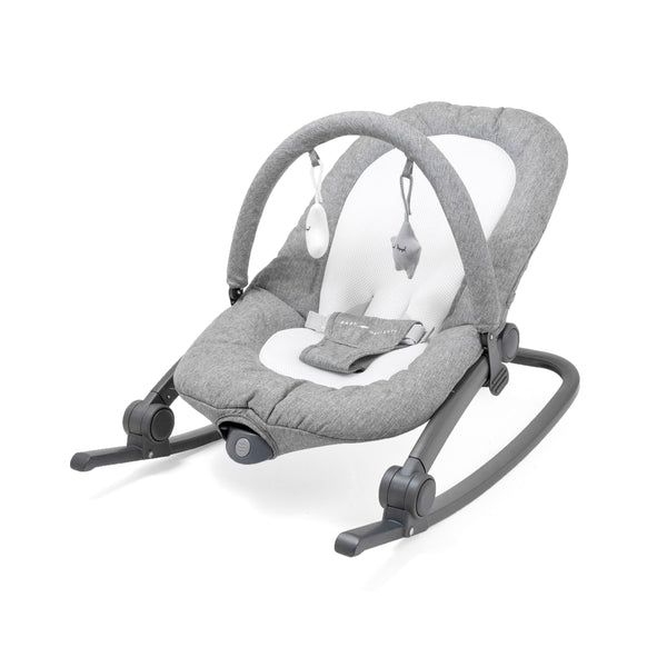 Aura Deluxe Portable Rocker & Bouncer - Quilted Charcoal Tweed - Baby Delight