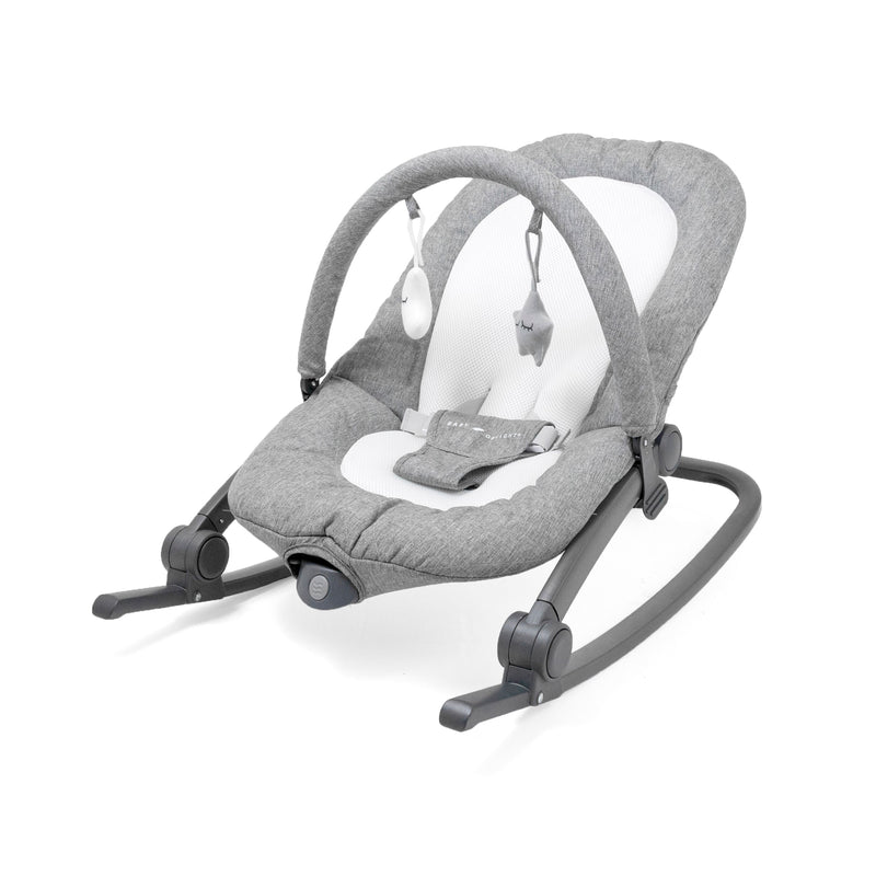 Aura Deluxe Portable Rocker & Bouncer - Quilted Charcoal Tweed